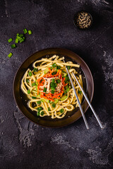 Traditional Korean chicken soup with homemade noodles