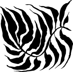 Tropic Leaf Black Square Silhouette