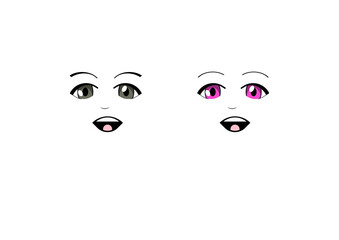 anime 2d face with expression