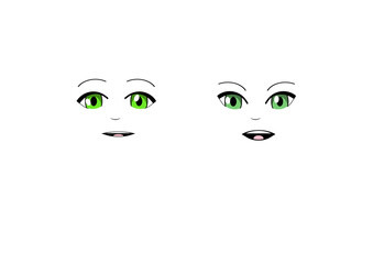 anime 2d face with expression