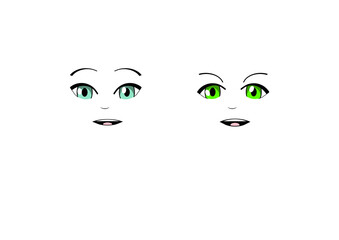 anime 2d face with expression