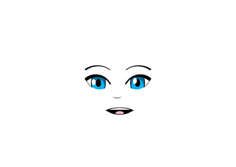 anime 2d face with expression