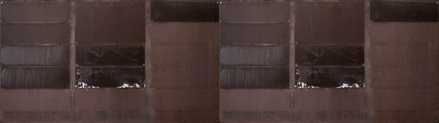 Old dark brown used rustic damaged scratched wooden wall texture - Wood background panorama banner long