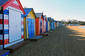 Colorful beach boxes in Mornington Peninsula, Australia