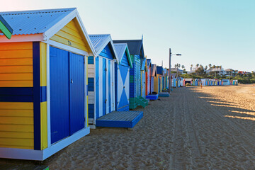 Colorful beach boxes in Mornington Peninsula, Australia