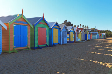 Colorful beach boxes in Mornington Peninsula, Australia