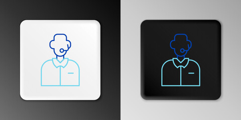 Line Football or soccer commentator icon isolated on grey background. Colorful outline concept. Vector