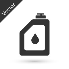 Grey Canister for motor machine oil icon isolated on white background. Oil gallon. Oil change service and repair. Engine oil sign. Vector