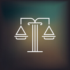 Scale of justice icon with line style. Law symbol