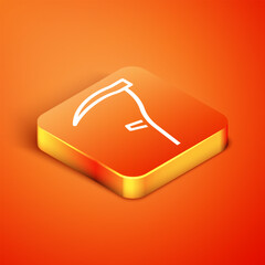 Isometric Scythe icon isolated on orange background. Happy Halloween party. Vector