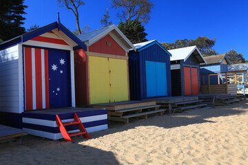 Colorful beach boxes in Mornington Peninsula, Australia