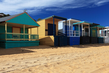 Fototapeta premium Colorful beach boxes in Mornington Peninsula, Australia