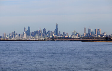 Naklejka premium Melbourne skyline at dusk, Australia