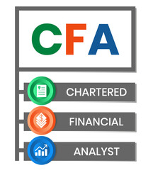 CFA - Chartered Financial Analyst acronym. business concept background. vector illustration concept with keywords and icons. lettering illustration with icons for web banner, flyer