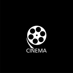 Cinema film reel icon isolated on dark background