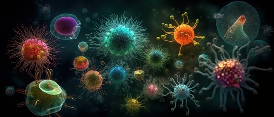 Obraz na płótnie Canvas Monsters, viruses, microbes. Generative AI