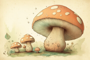 Mushroom mother and children light topes