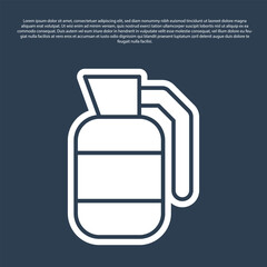 Blue line Hand grenade icon isolated on blue background. Bomb explosion. Vector
