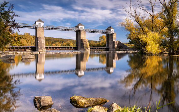 Weir, Ruhr river, Wickede, Germany
