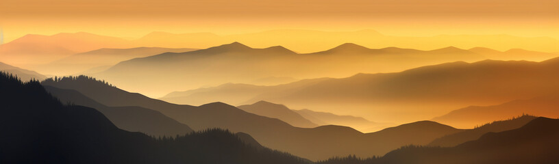 Mountain landscape at sunset