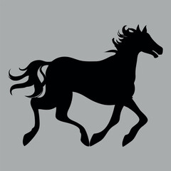 Fototapeta na wymiar Icon of a galloping horse on a gray background. Vector