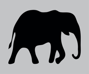 Icon of a walking elephant on a gray background. Vector