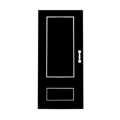 door vector silhouette. Simple black door design with handle on white background.