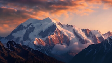 Fototapeta na wymiar sunset over the cloudy mountains