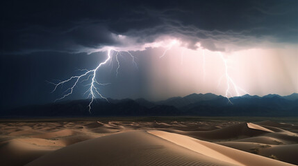 lightning storm over the desert