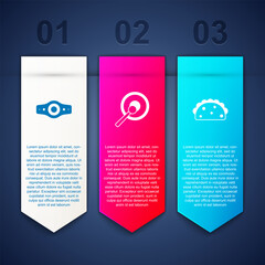 Set Wrestling championship belt, Gong and Taco with tortilla. Business infographic template. Vector