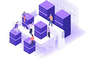 Fototapeta premium Big data Banner, vector illustration. Information storage and analysis system. Digital technology - generative ai