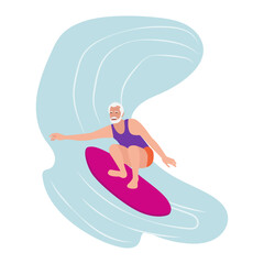 Senior Character Active Lifestyle Aged Man Surfing