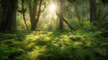 Obraz premium green forest in the morning