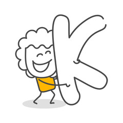 Stick figures. Alphabet. Isolated on white background. Hand drawn Doodle Line Art Cartoon Design character.