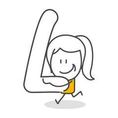 Stick figures. Alphabet. Isolated on white background. Hand drawn Doodle Line Art Cartoon Design character.