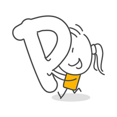 Stick figures. Alphabet. Isolated on white background. Hand drawn Doodle Line Art Cartoon Design character.