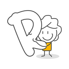 Stick figures. Alphabet. Isolated on white background. Hand drawn Doodle Line Art Cartoon Design character.