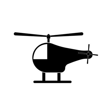 Black helicopter icon on white background