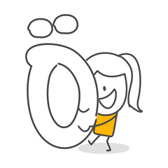 Stick figures. Alphabet. Isolated on white background. Hand drawn Doodle Line Art Cartoon Design character.