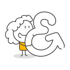 Stick figures. Alphabet. Isolated on white background. Hand drawn Doodle Line Art Cartoon Design character.