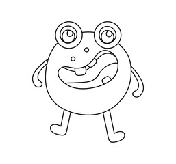 Obraz premium Monster Character Black and White Vector Illustration Coloring Book for Kids