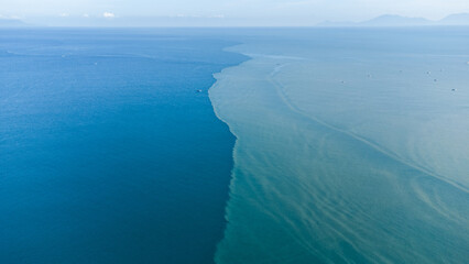 The ocean separated at the estuary is a mixture of saltwater and freshwater, forming a unique ecosystem at the river mouth that plays an important role in maintaining environmental balance.
