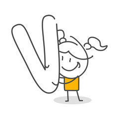 Stick figures. Alphabet. Isolated on white background. Hand drawn Doodle Line Art Cartoon Design character.
