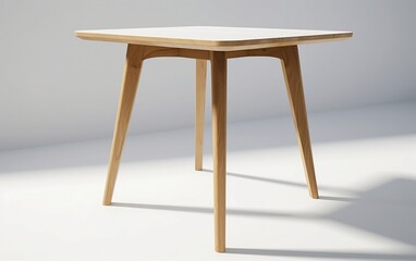 Fototapeta premium Wooden table on white background. Generative AI technology