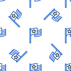 Line American flag icon isolated seamless pattern on white background. Flag of USA. United States of America. Colorful outline concept. Vector