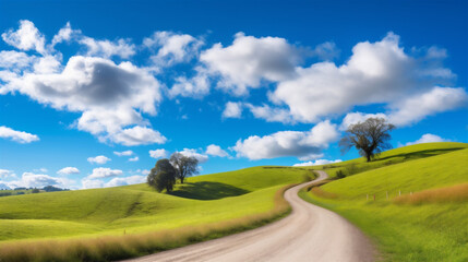 Obraz premium landscape with road, grass and sky
