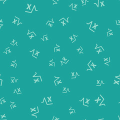 Green Square root of x glyph icon isolated seamless pattern on green background. Mathematical expression. Vector