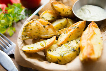 French Fries are potatoes that are made by cutting them into batons and frying them in hot oil until golden brown and crisp.
