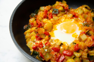 Manchego Pisto, also known simply as ratatouille, is a traditional dish from La Mancha that consists of a fry of various vegetables and egg