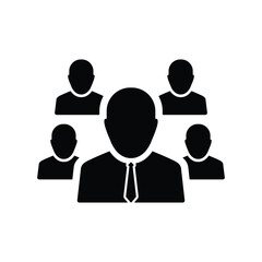 Hierarchy, team building icon. Black vector graphics.